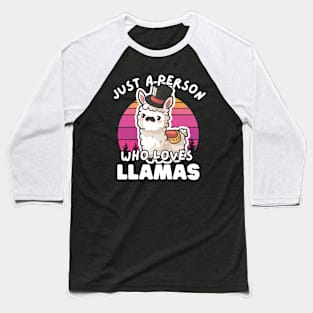 Just A Person Who Loves LLamas Baseball T-Shirt